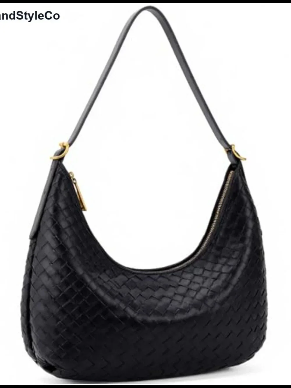 Woven Vegan Leather Shoulder Bag Crossbody Tote Hobo with Adjustable Strap